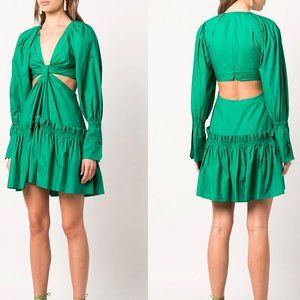 NEW Jason Wu cutout gathered cotton-poplin mini dress, Size S